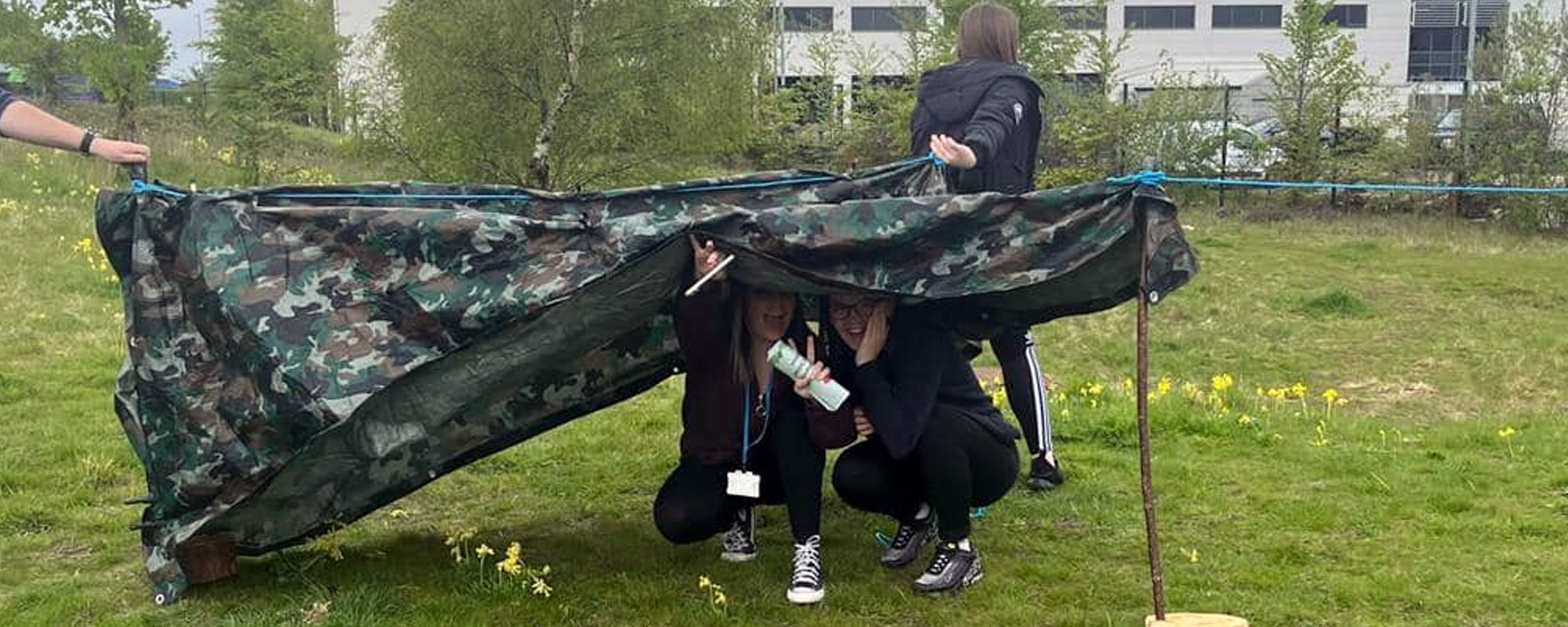 Student on an outdoor residential