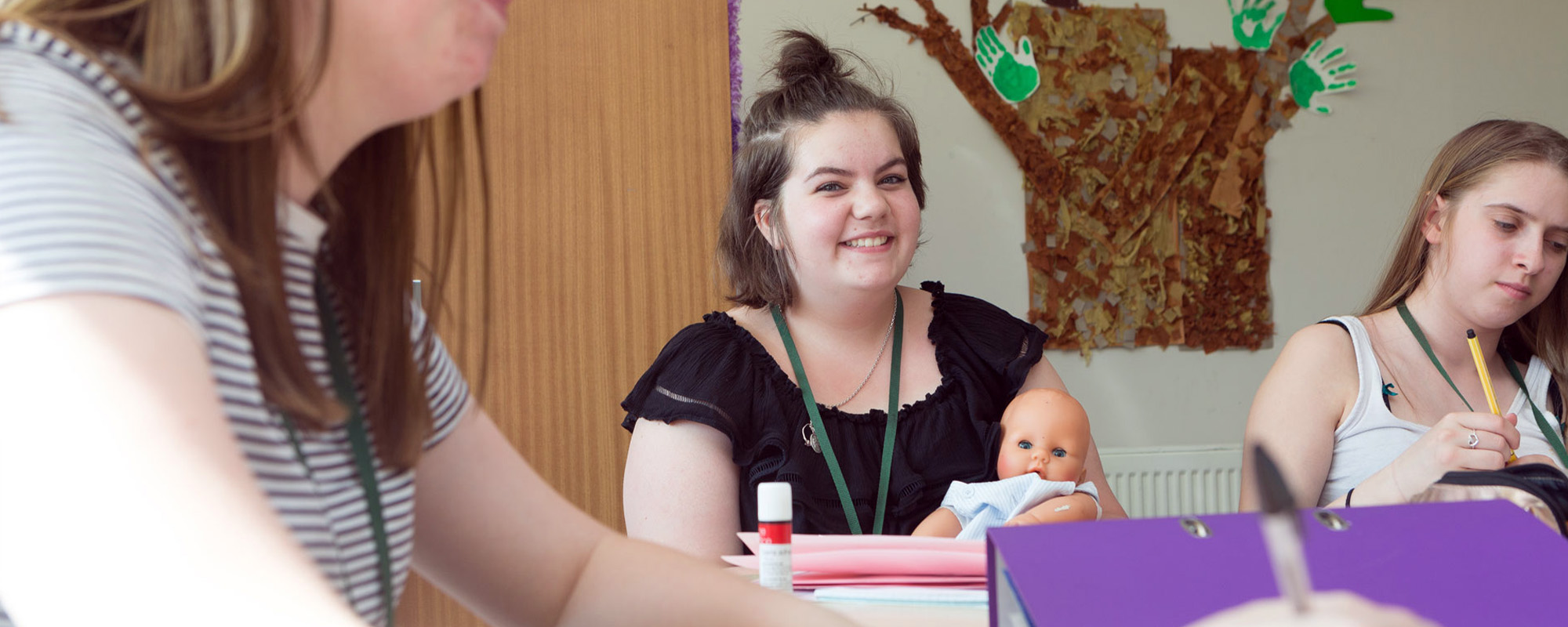 Childcare student in a classroom