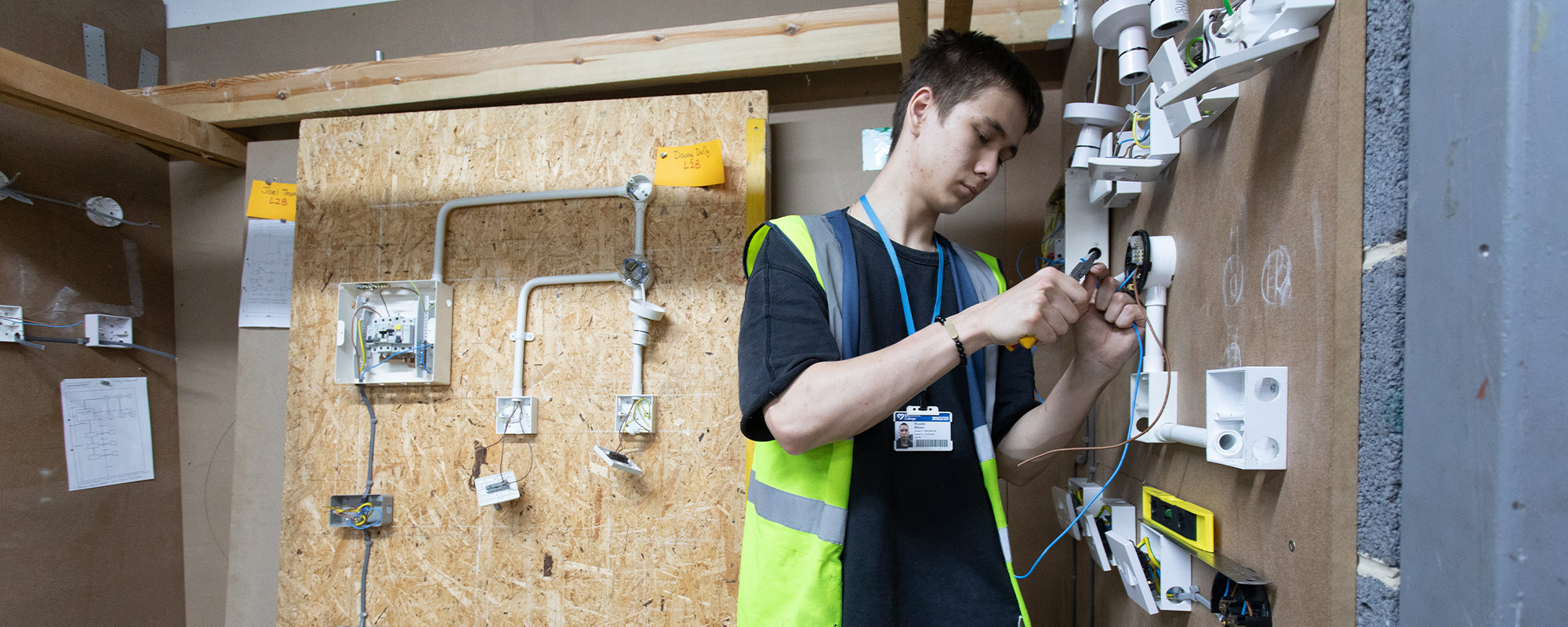 Student in the electrical workshop