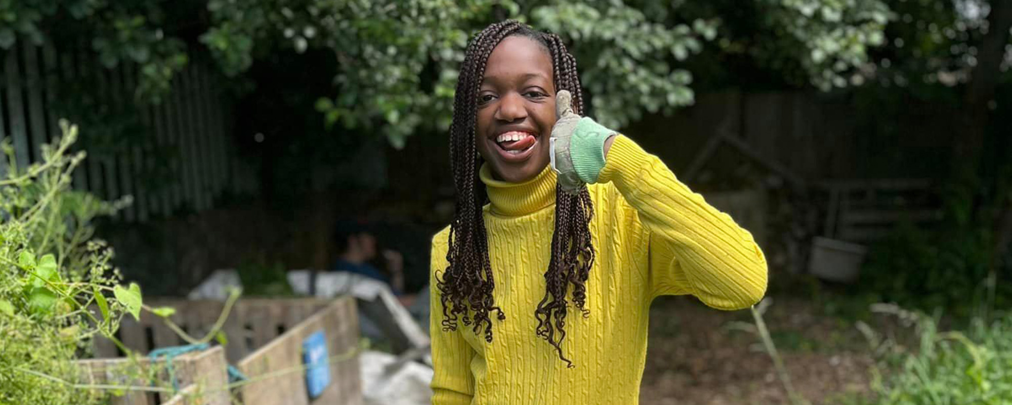 Smiling girl outside