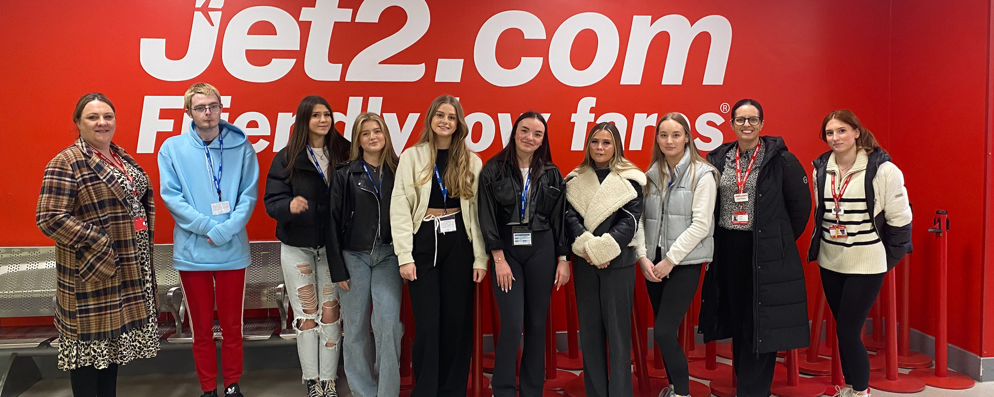 Group of students in the Jet2 training facility.