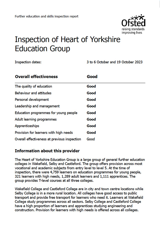 Image of Ofsted Report: Heart of Yorkshire 2023 cover