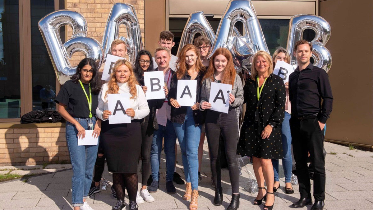 Students collecting their A Level Results