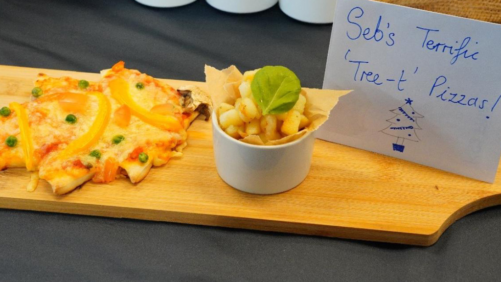 Seb’s winning dish featured a tree-shaped pizza