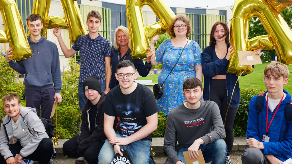 Student collecting their A level results