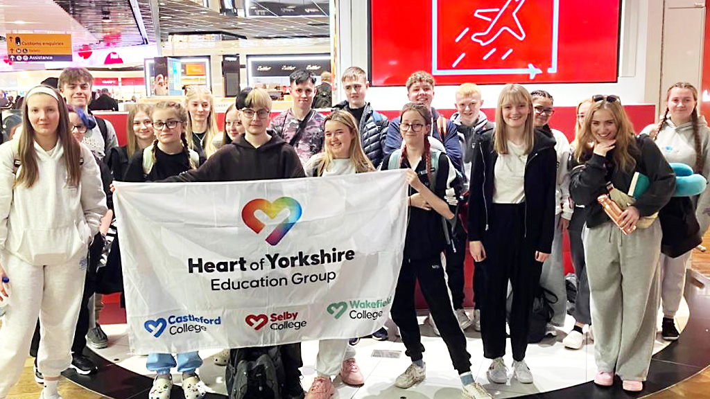 Animal Care and Travel & Tourism students from Wakefield College at London Heathrow Airport