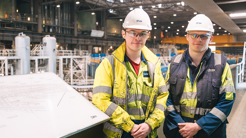 Two apprentices at Drax powerstation