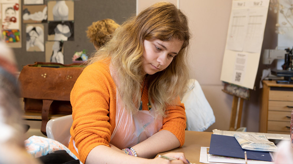 Art student working in the studio