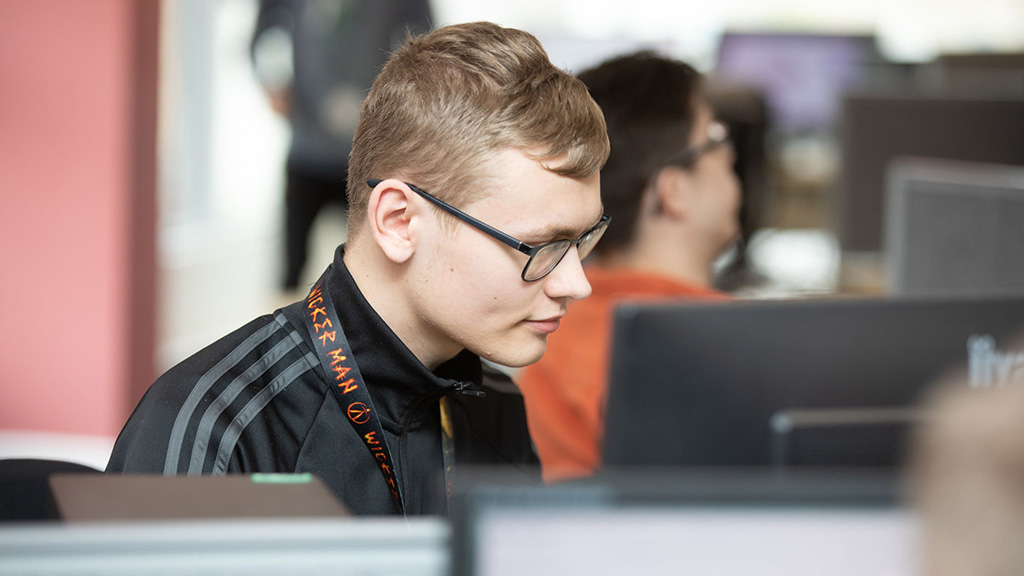 Student working on computer