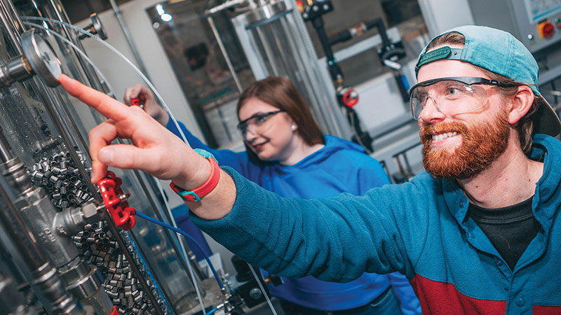 Students in carbon capture facility