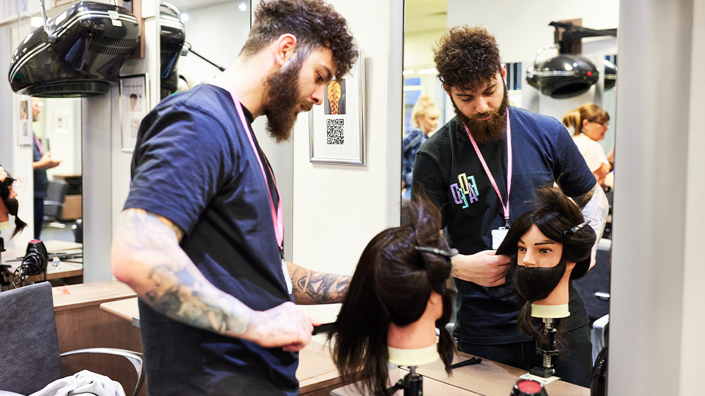 Student practising barbering