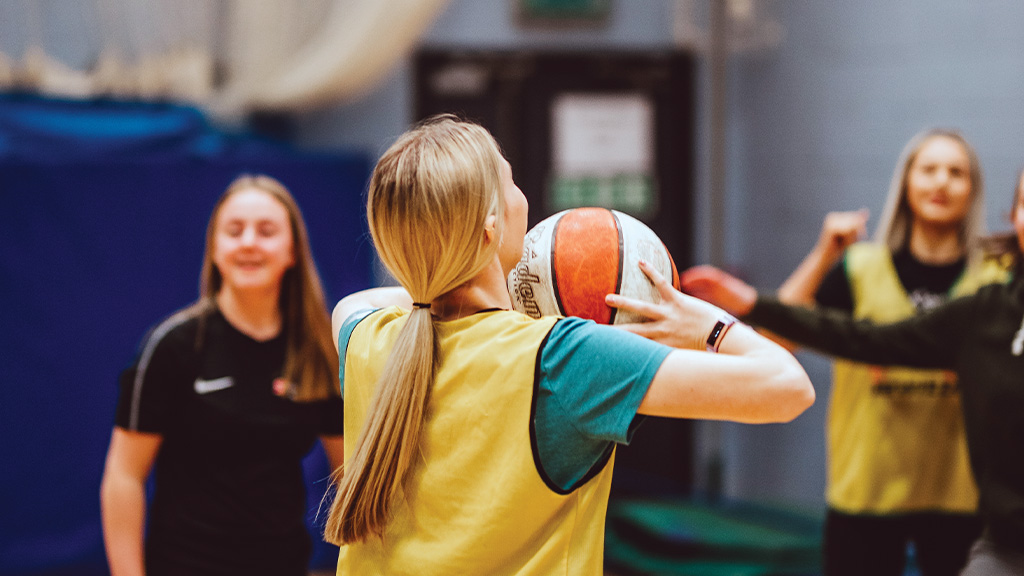 Students playing netball